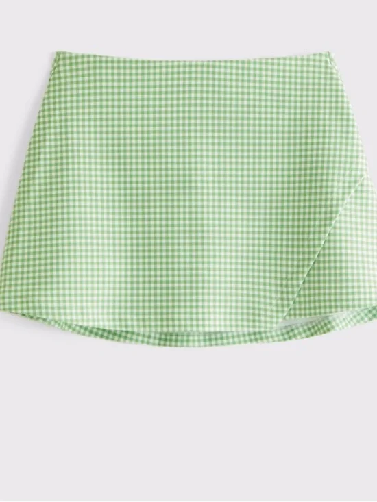 Abercrombie & Fitch Light Green Gingham Mini Skirt - Picture 1 of 1